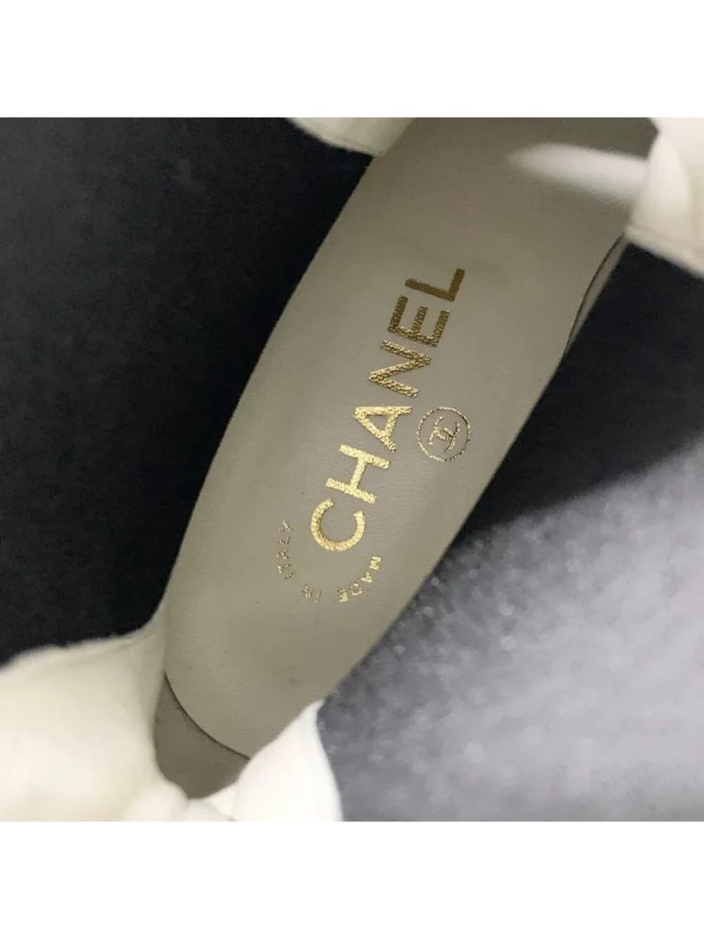 Chanel CC Logo Leather Patent Side Gore Short Boots White